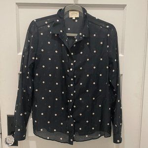 SEZANE PIERRO SHIRT POLKA DOTS BLACK ECRU SIZE 34 US 2